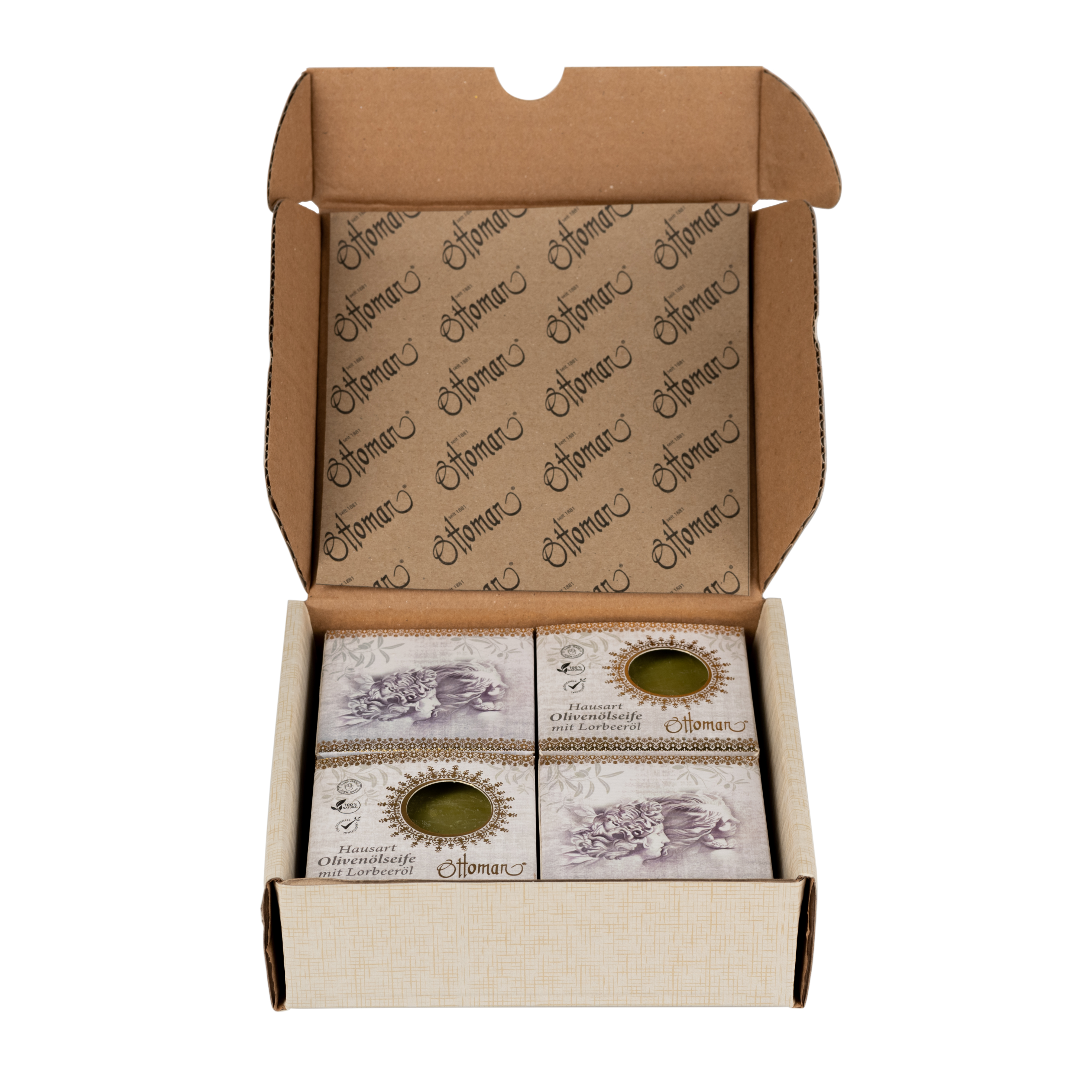 Seifenkollektion 4x 200g Hausart grün in Geschenkschachtel