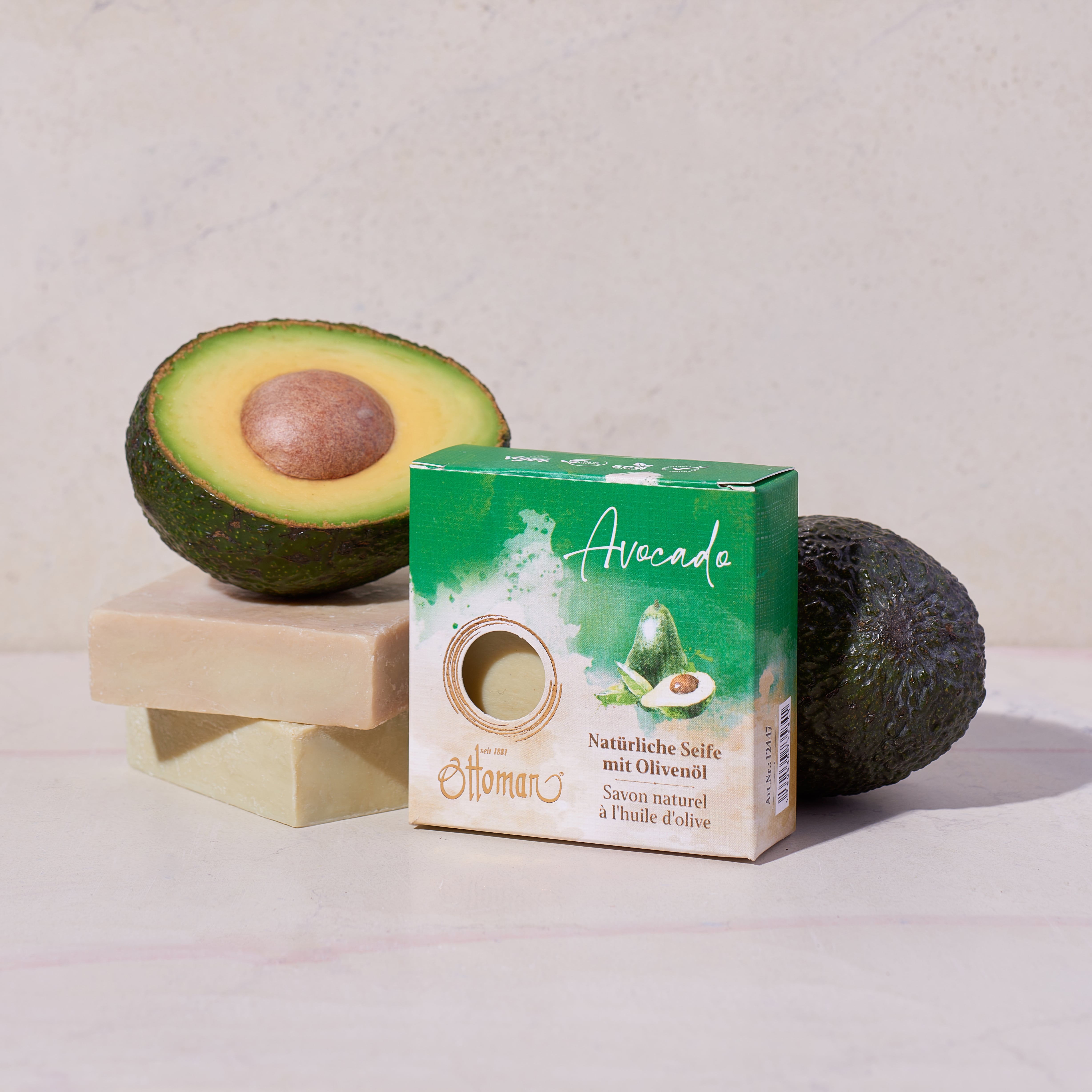Travertin-Seifenset mit Avocado Naturseifen